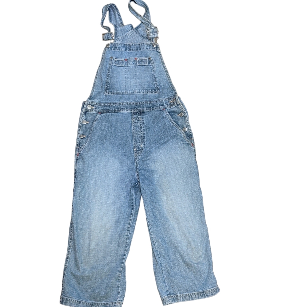 Vintage Gap factory lightly distressed cropped capri length denim overalls Small